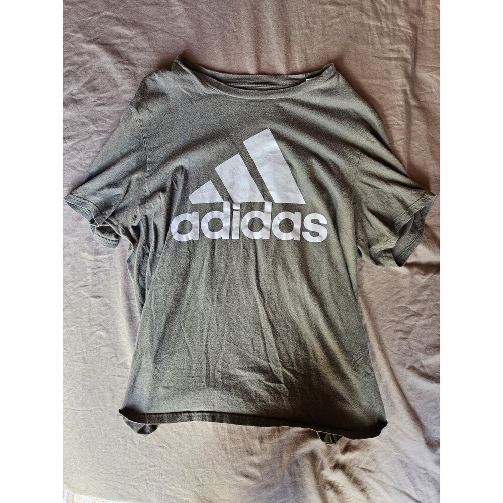 Adidas Unisex TShirt Short Sleeve Gray/green Adidas Logo Size Large